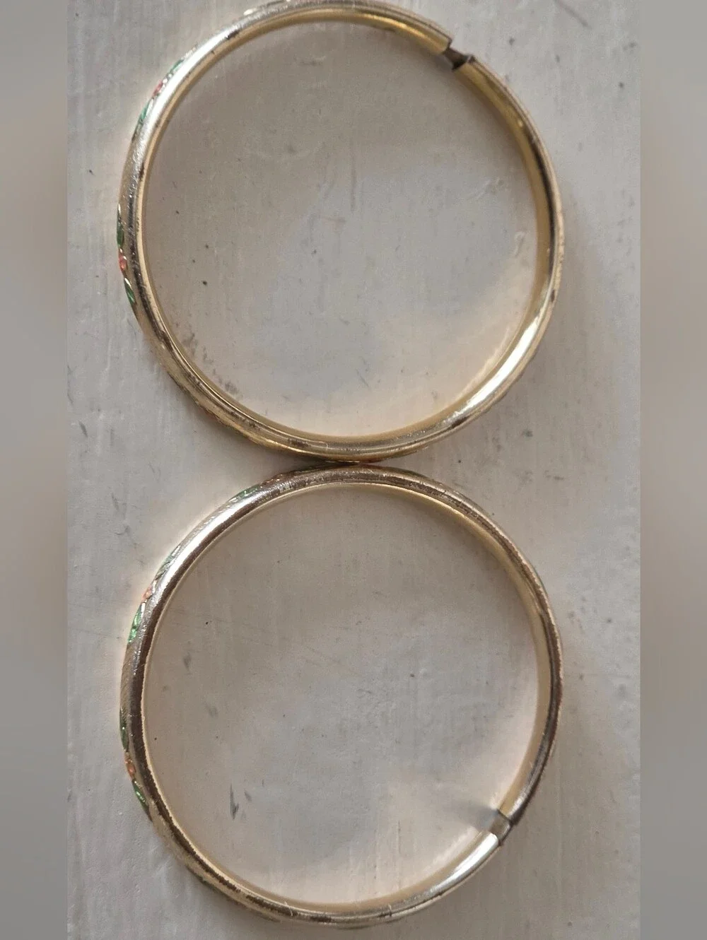 Gold Floral Enamel Bangle Bracelets